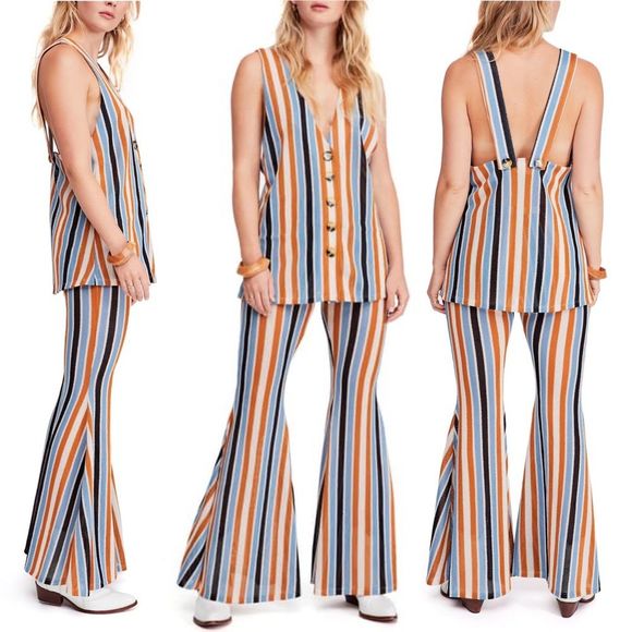 Free People Pants - Free People Bridget Stripe Knit Flare Pants Size S